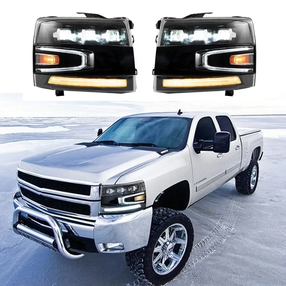 1 Pair Car Full Headlamp Breathing Plus Welcome Light 2007-2013 For Chevrolet Silverado 1500 2500HD 3500HD Headlights Assembly