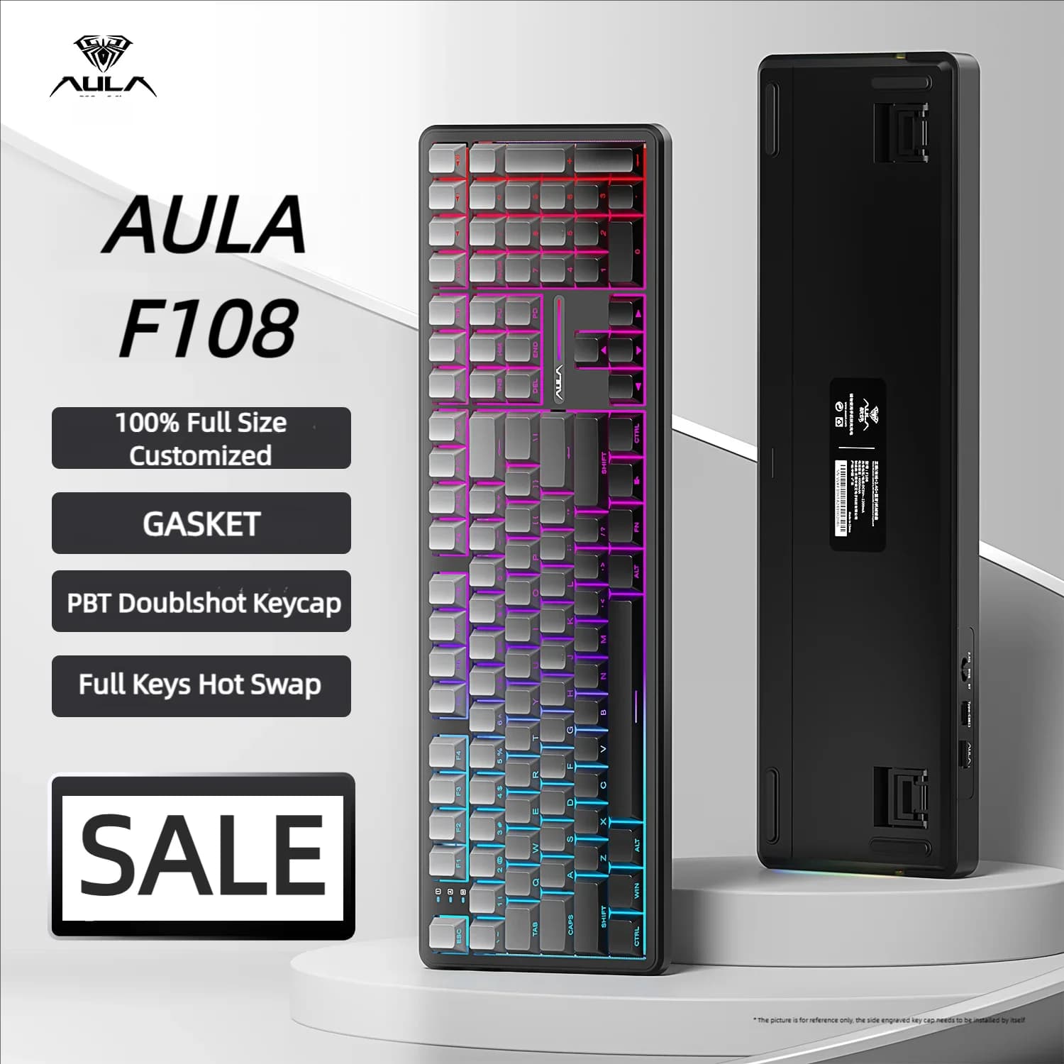 AULA F108 Keyboard 100% Layout 1K Polling Rate Mechanical Gaming Keyboard Hot Swappable Linear Switch with Macro Software