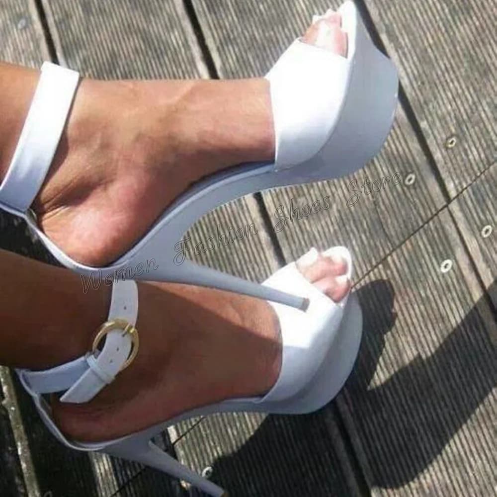 White Peep Toe Ankle Buckle Platform Sandals Stilettos High Heels High Heel Shoes for Women Heels 2024 New Zapatos Para Mujere