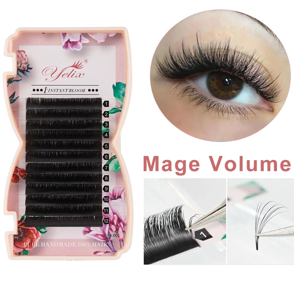 Yelix Mega Volume Lashes Easy Fanning Individual Eyelash Extensions Easy Fan Eyelash Natural Professional Eyelashes For Building
