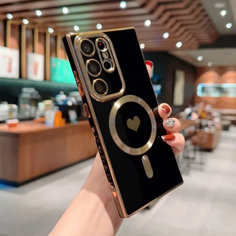 Luxury Plating Soft TPU Case For Samsung Galaxy S24 S23 S22 S21 Ultra Plus S 24 23 For Magsafe Wireless Charge Camera Lens Cover