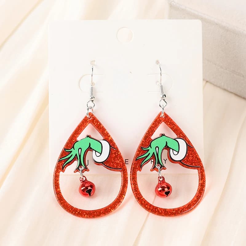 1Pair Christmas Funny Gingle bell Drop Earrings Creative Acrylic For Gift Festival Crafts