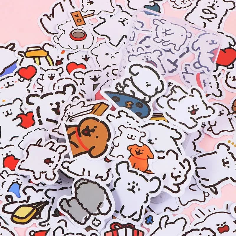 10/50/100PCS Cartoon Cute Line Dog In The Book Stickers DIY Toy Laptop Luggage Skateboard Suitcase Guitar Graffiti Decal Sticker