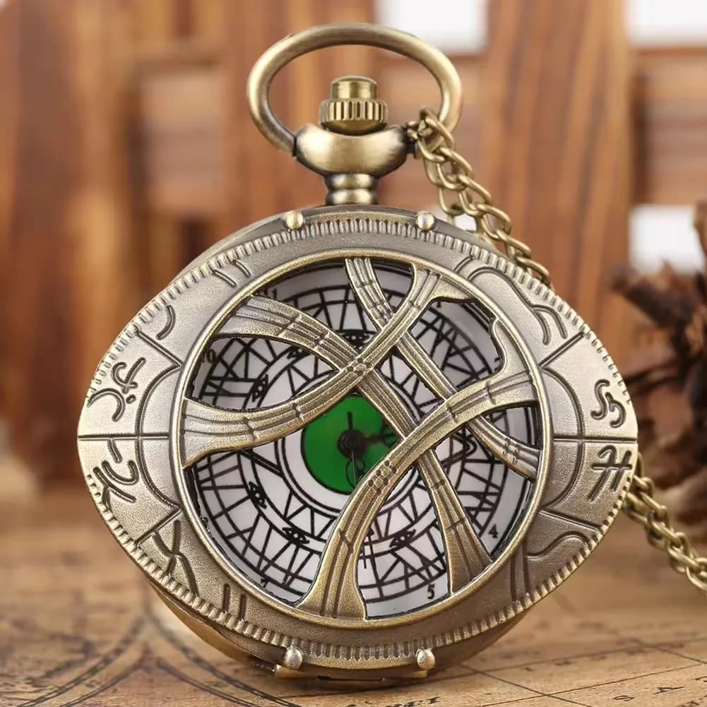 Souvenir Gift Necklace Chain Pendant Old Clock Marvel Reloj Vintage Quartz Pocket Watches For Eye Of Agamotto Men Women