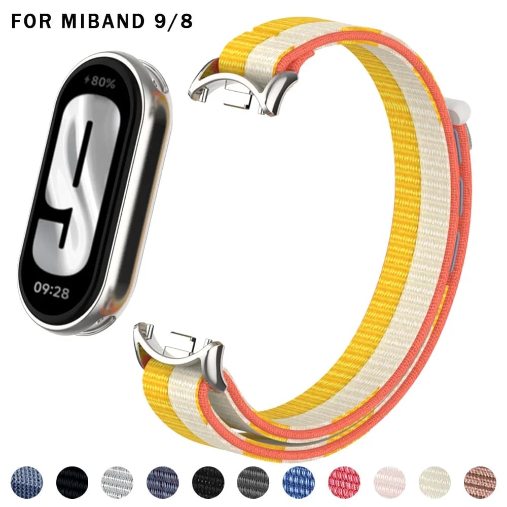 Nylon Loop Sports Strap for Xiaomi Mi Band 9 NFC SmartWatch Wristband Correa Replacement for Miband 8 Bracelet Belt Accessories