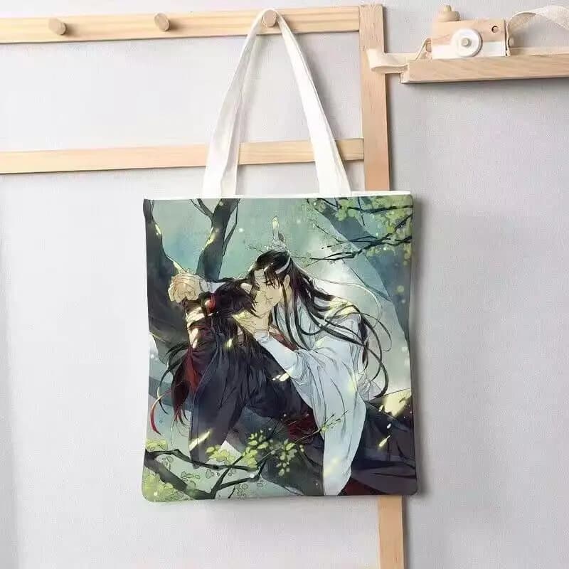 Anime Mo Dao Zu Shi Cosplay Canvas Shoulder Bag Lan Wangji Wei Wuxian Casual Shopping Bag Handbag Student Cartoon Schoolbag