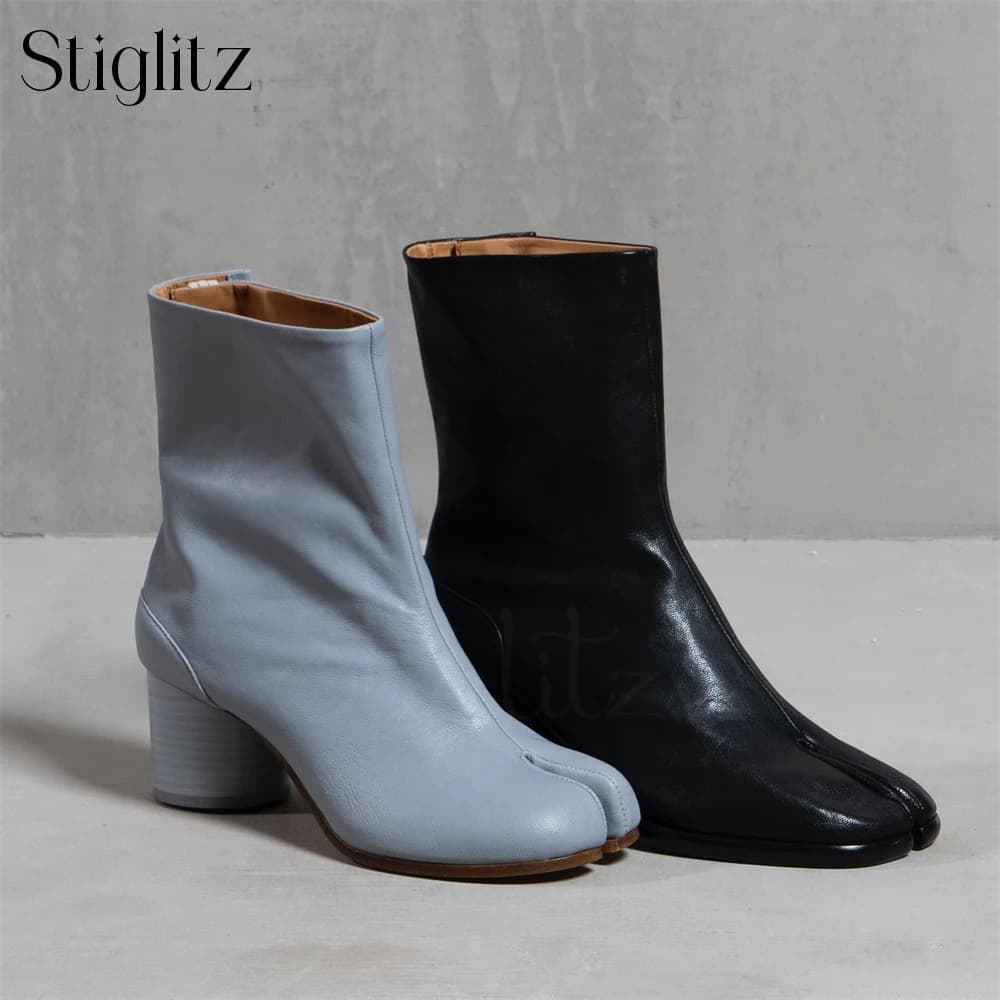 Multicolor Tabi Ankle Boots for Men Split Toe Buckle Booties Custom Colors Novelty Designer Style Fashion Boots Sky Blue Yellow