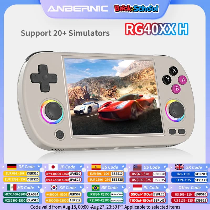 ANBERNIC RG40XX H Handheld Game Console Linux 64-bit System 4.0 inch IPS 3200mAh Retro Video Gaming Console 64G 5000+ Games Gift