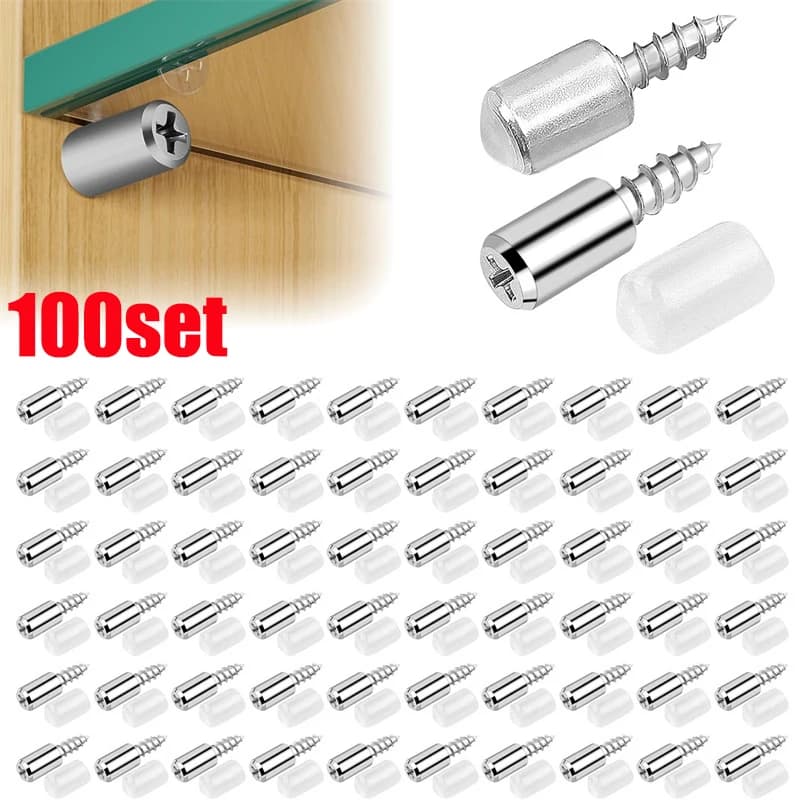 4-100Pcs Set Cross Self-tapping Screw With Rubber Sleeve Non-Slip Layer Glass Plate Holder Fixed Screw Wardrobe Cabinet Nails