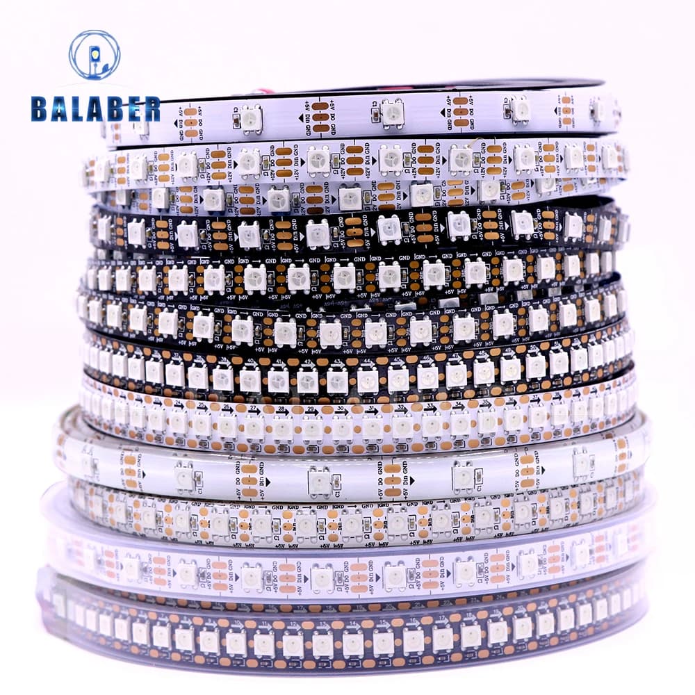 WS2812B  Led Strip 5v  30/60/74/96/144 Leds Smart RGB Pixel Strip Black/White PCB IP30/65/67 WS2811 IC Led Light 1m/2m/3m/4m/5m