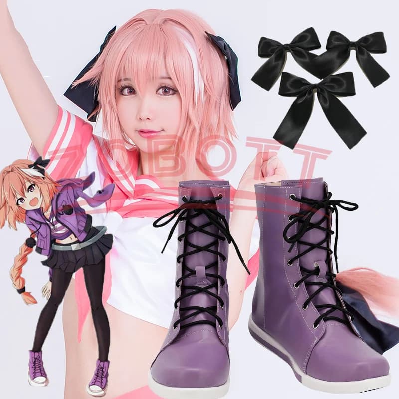 Fate Stay Night Astolfo Cosplay Boots Adult Women Girls Purple Shoes Halloween Carnival Shoes Custom Made wig headwear shoes