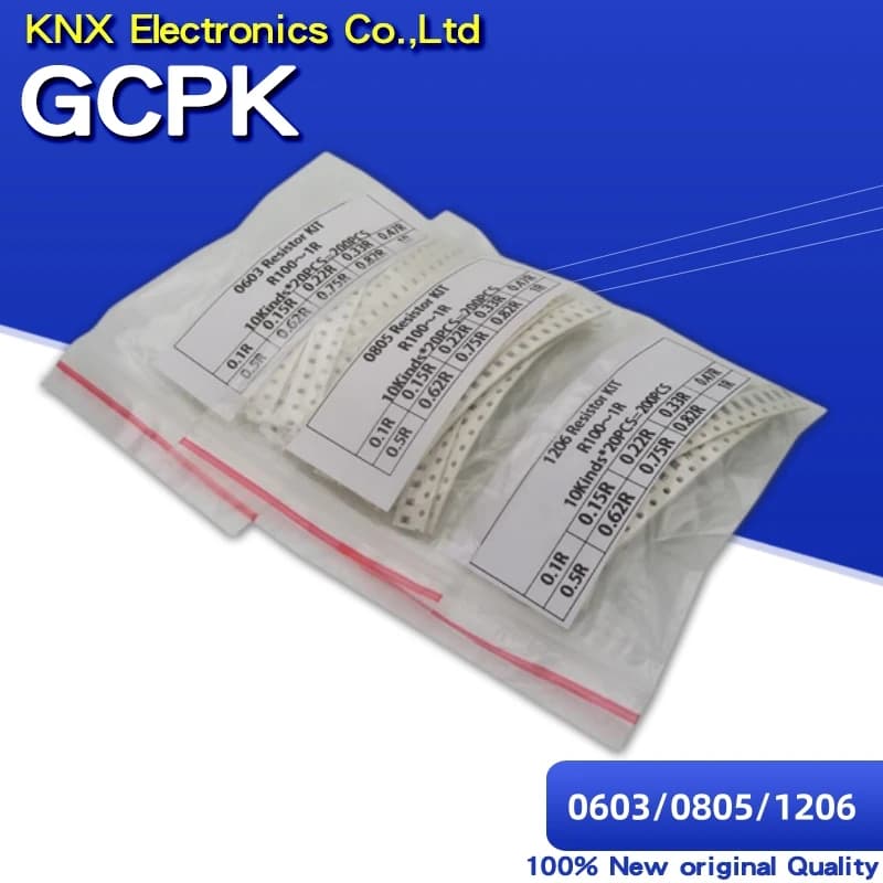 200PCS 1% 0603 0805 1206 SMD resistors assorted DIY kit 10valueX20pcs=200pcs 1R00 R820 R750 R620 R500 R470 R330 R220 R150 R100