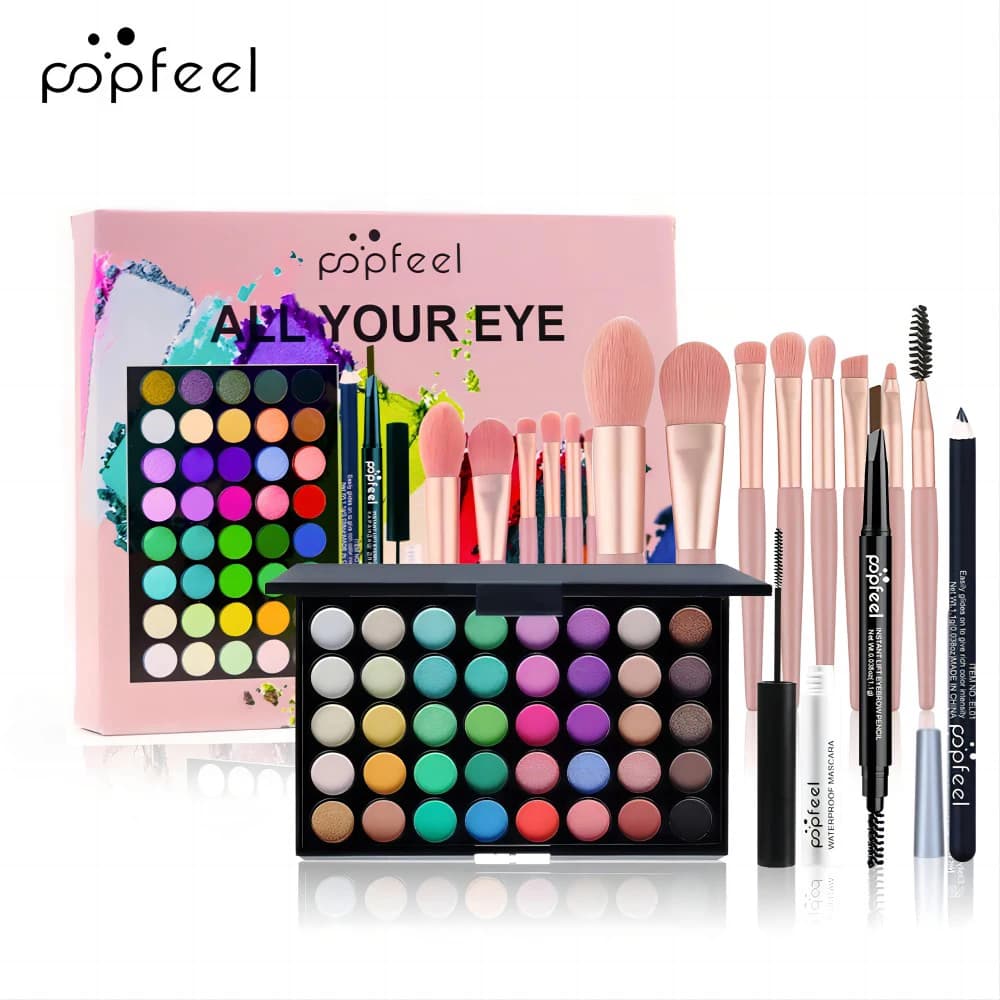 POPFEEL Eye Makeup Set 40 Color Eyeshadow Palette Eyebrow Pencil Eyeliner Pen Mascara With A Set Of Makeup Brushes Eye Cosmetics
