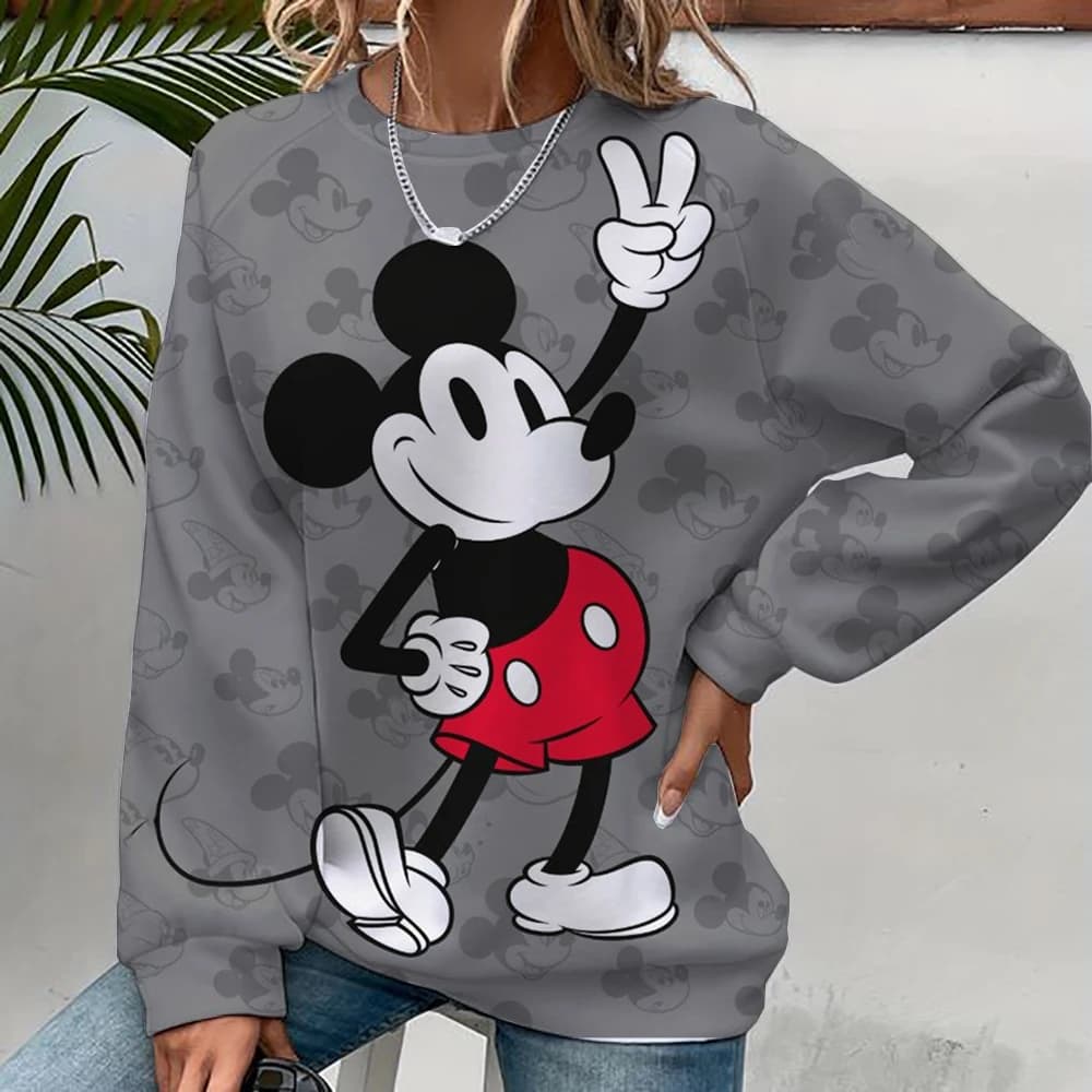 Mickey Mouse Print Women Hoodies Sweatshirts Streetwear Cute Oversized Hoodies Pullover Cropped Hoodies Females Y2k
