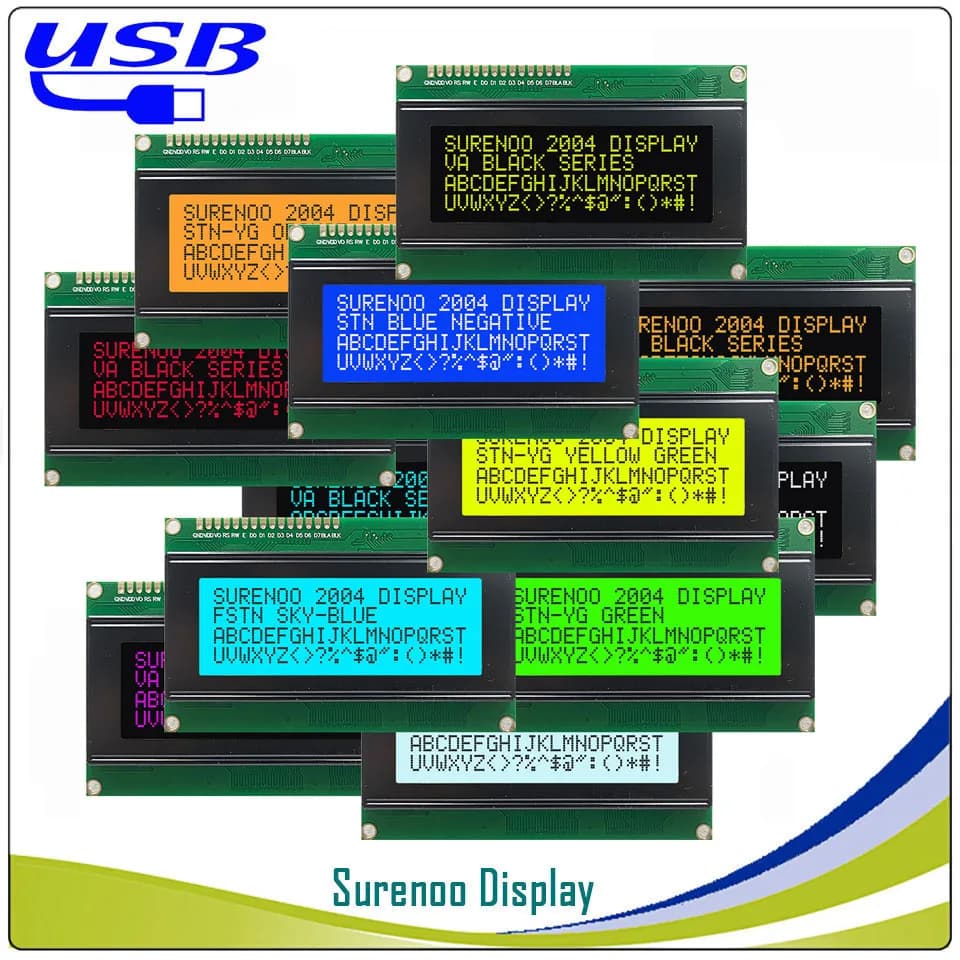 Surenoo LCD2USB USB 204 20X4 2004 Character LCD Module Display Screen Panel sutible LCD Smartie & AIDA64 for DIY PC