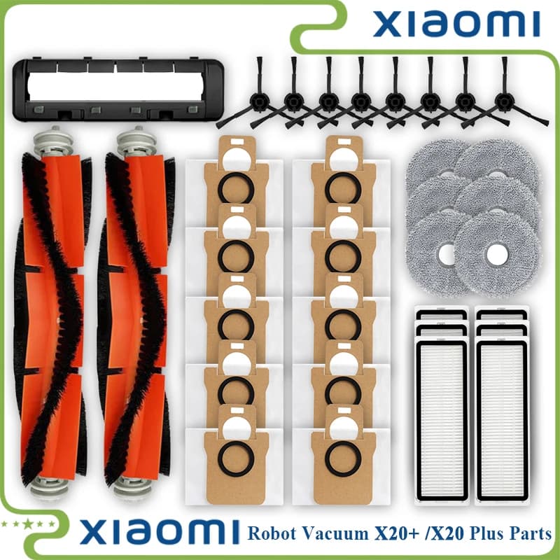 For Xiaomi S20 / X20 + / X20 Plus/Dreame S20 Pro/W20 Pro Ultra Main Side Brush Hepa Filter Mop Cloth Dust Bag Replacement