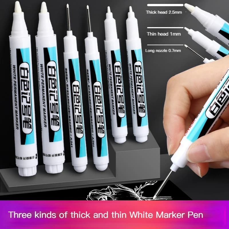 1/3/4Pcs White Permanent Paint Pen set for Wood Rock Plastic Leather Glass Stone Metal Canvas Ceramic Deep Hole Marker 0.7mm