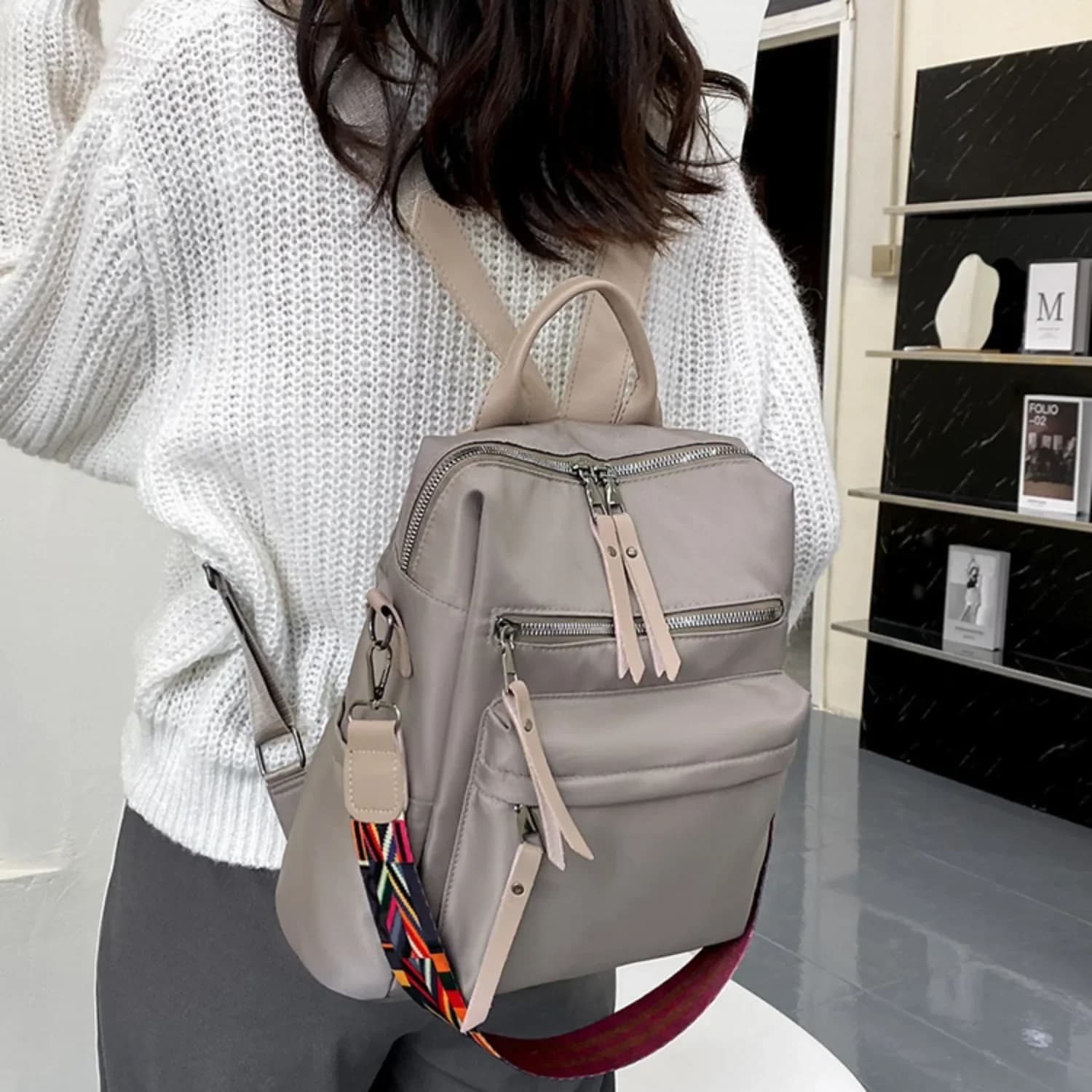 Women Oxford Backpack with Ribbon Large Capacity Travel School Bag for Teenager Girls Casual Shoulder Bags Luxury Brand Bagpack