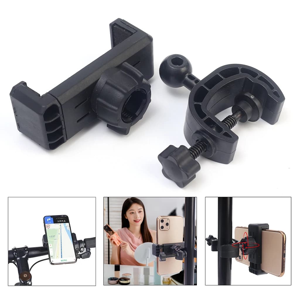 Tripod Phone Bracket Universal Clip-on CellPhone Holder Webcast Fixed Clip Accessories for iPhone Samsung Xiaomi