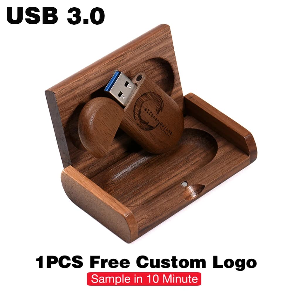 Wedding Gift Box USB 3.0 Flash Drive Free Logo Wooden Pen Drive High Speed Memory Stick 64GB/32GB/16GB/8GB/4GB Real Capacity