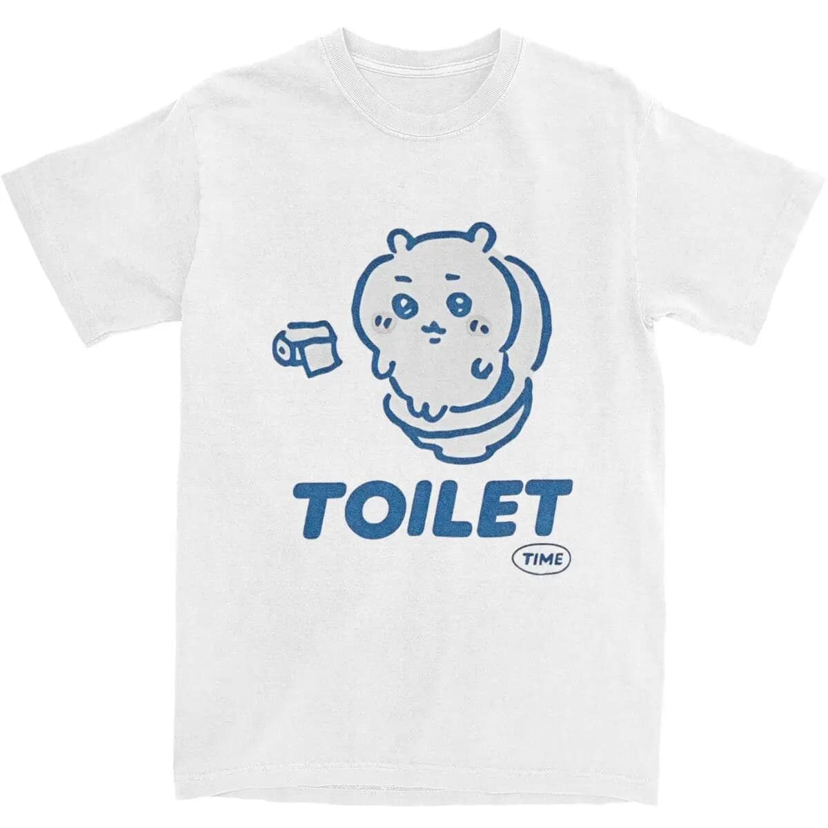 Chiikawa Toilet Time T Shirt Male Aesthetic Pure Cotton T-Shirts Summer Comfortable Popular Tee Shirt Custom Logo Oversized Tops