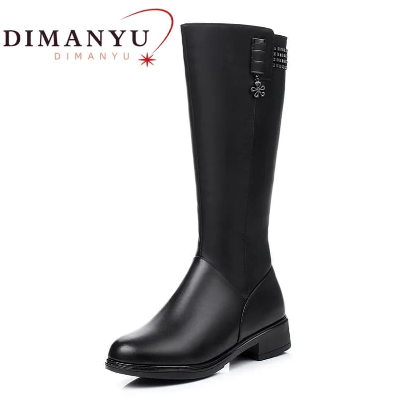 DIMANYU Winter Shoes Boots Women 2025 New Genuine Leather High-heel Women Long Boots Wool Daughter Fashion Rome Boots Lady