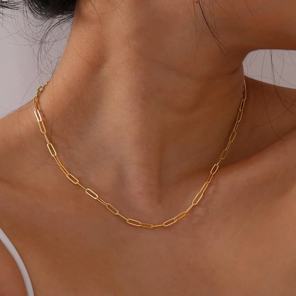 Simple Stainless Steel Chain Necklace Gold Color Titanium Steel Choker Fashion Jewelry Trendy Necklace For Women Dropshipping