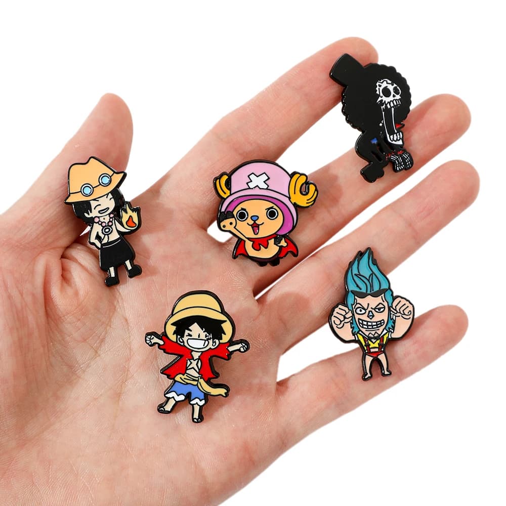 5 Pcs Cartoon Monkey D. Luffy Brooch Creative Tony Tony Chopper Enamel Pin Metal Badge Jewelry Backpack Accessories