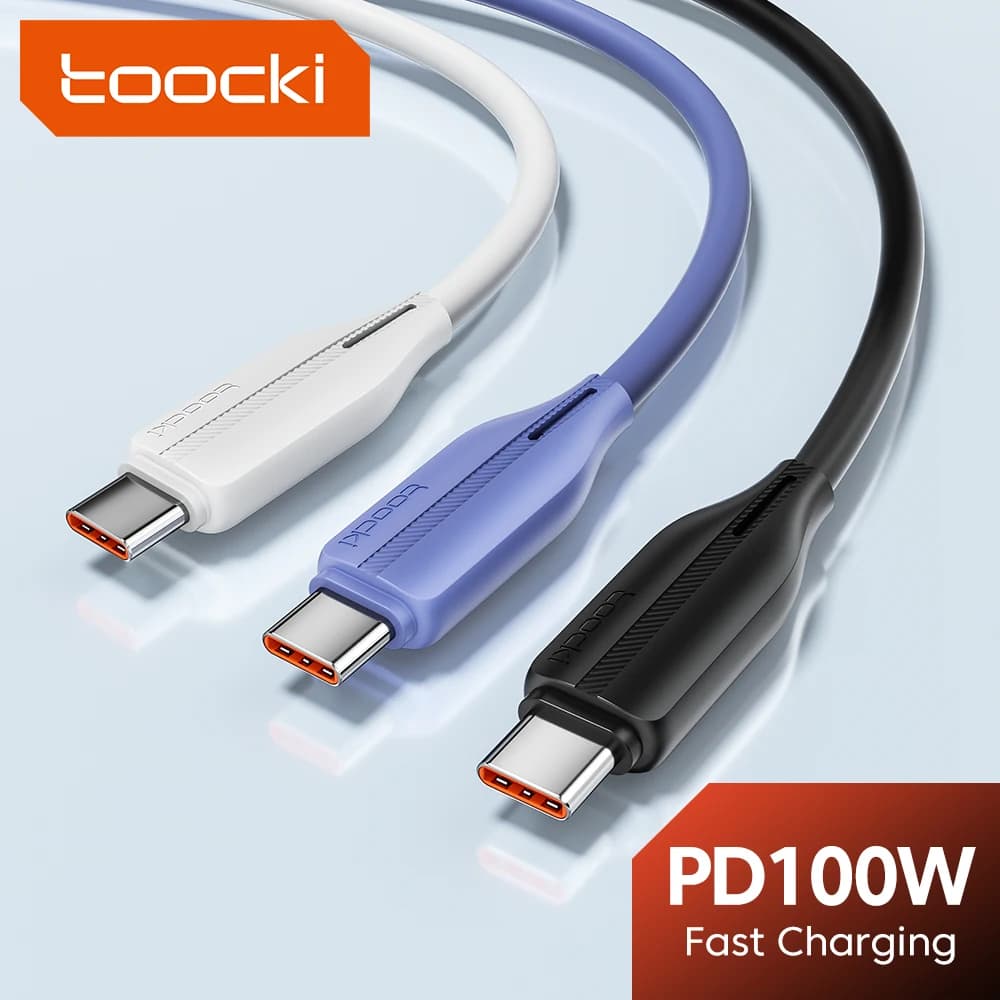 Toocki 100W Type C to Type C Cale PD4.0 5A Fast Charging for Macbokk iPhone 15 Samsung Xiomi Huawei Realme C to C Data Cable