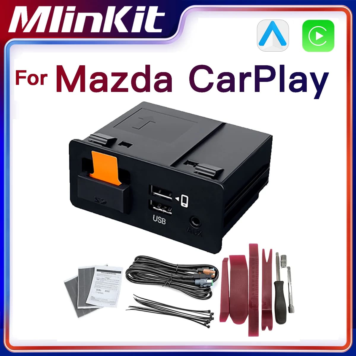 New Upgrade  CarPlay Android Auto USB Hub Adapter for Mazda 2 3 6 CX3 CX5 CX8 CX9 MX5 miata TK78669U0C Retrofit Kit 00008FZ34