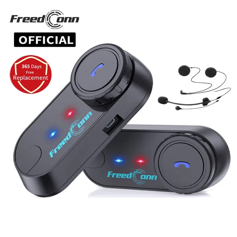 FreedConn Bluetooth Motorcycle Intercom Helmet Headset Headphone FM Music Sharing Helmet Communicator Speaker