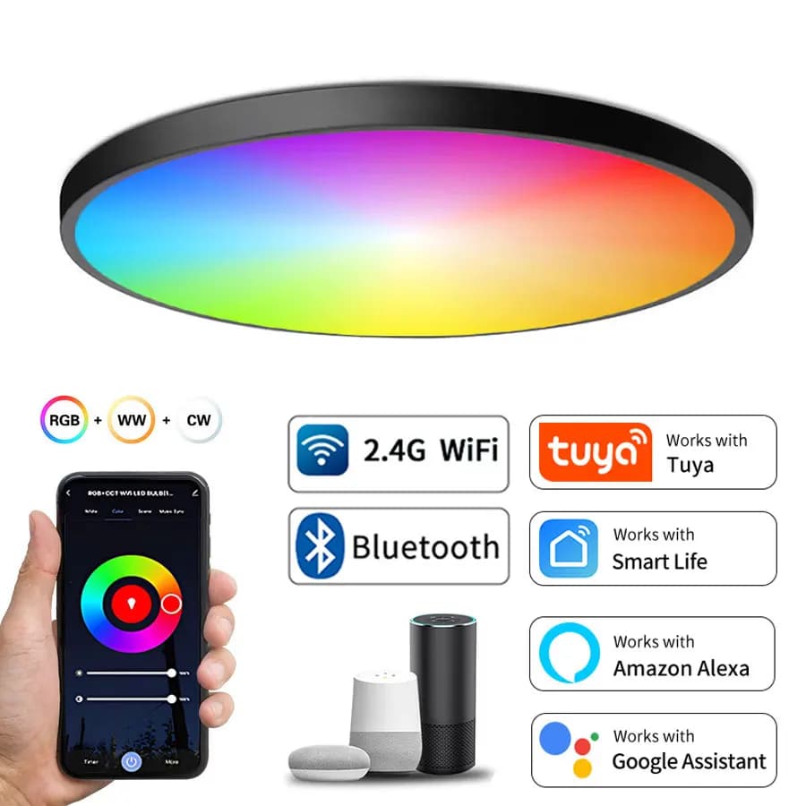 Tuya Smart WiFi BLE LED Ceiling Light AC 220V 24W RGBCW Round Ceiling Lamp Indoor Lighting APP Alexa Geogle Home Voice Control