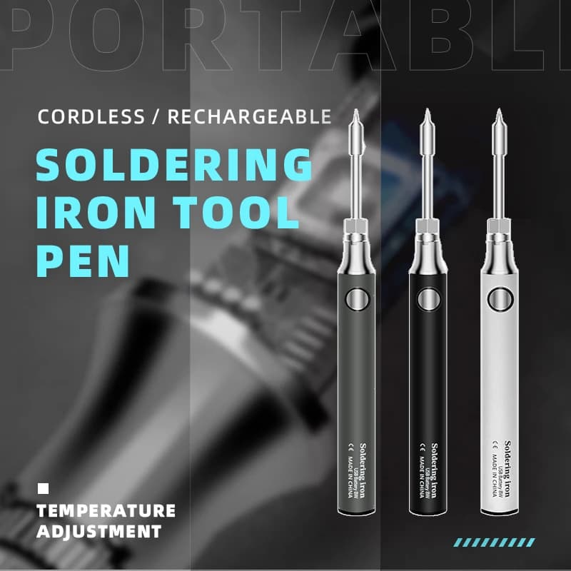 Cordless Soldering Iron Tool Pen Portable USB 5V 8W Electric Powered 3 Tip Kit Rechargeable With Temperature Adjustment