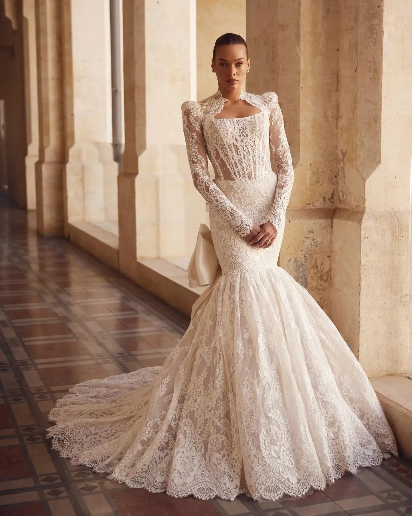 Vestido De Novia Manga Larga Cuello Alto Encaje Sereia 2 En 1 Vestidos Wedding Dress Novias Boda Women Casamento 2024 Mariage