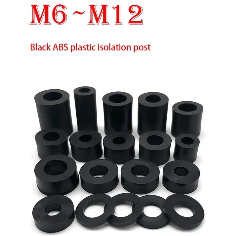10/30/50PCS M6 M8 M10 M12 Black ABS Non-Threaded Hollowed Nylon Spacer Round Standoff Washer PCB Support Spacers For TV Install