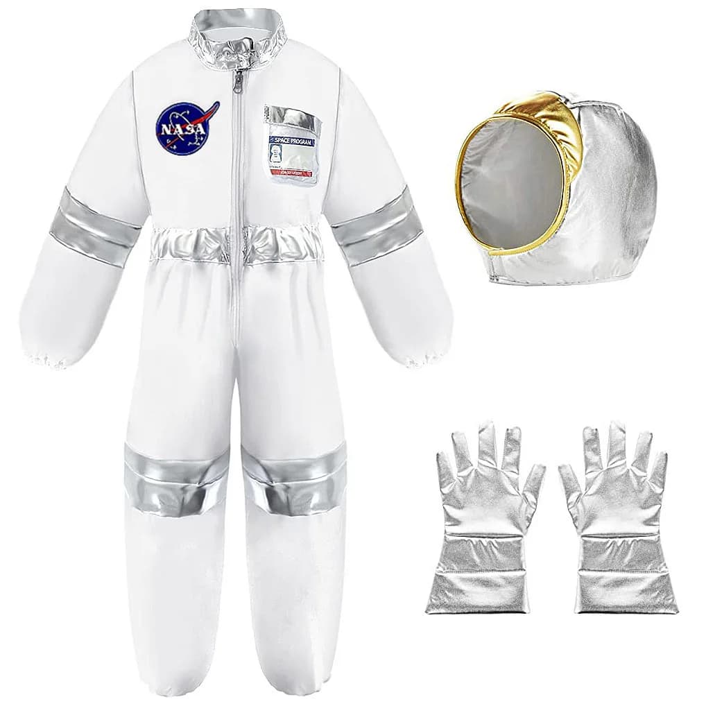 rocket Cosplay Space stage astronaut spacesuit Costume performance Halloween for Kid with hat gloves
