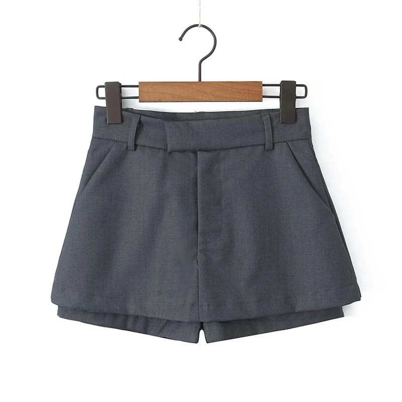Casual Suit Skirt Shorts Solid Women's Summer High Waist Mini Shorts Skirt Loose Pants Black Grey Office Lady