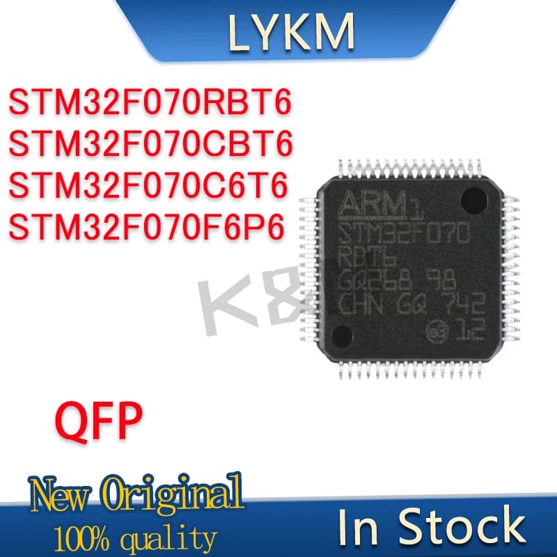1/PCS New Original STM32F070RBT6 STM32F070CBT6 STM32F070C6T6 STM32F070F6P6 QFP 32-bit microcontroller MCU In Stock
