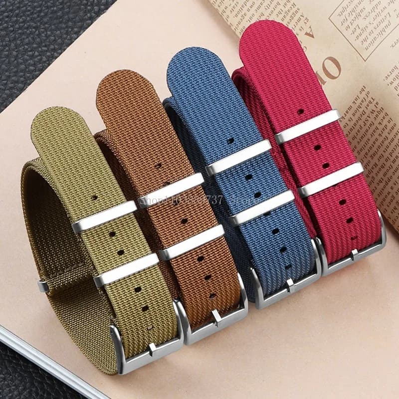 18mm 22mm 20mm  Men Women Military Ribbed Strap Universal Nylon Watchband Smartwatch Replacement Bracelet Fabric Sport Wristbelt
