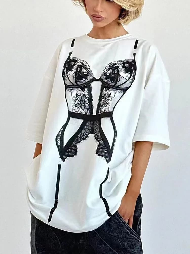Casua Harajuku Printed T Shirt for Women Loose Summer Tshirt Cotton Streetwear Tee Clothing Soft Brand T-Shirts Female