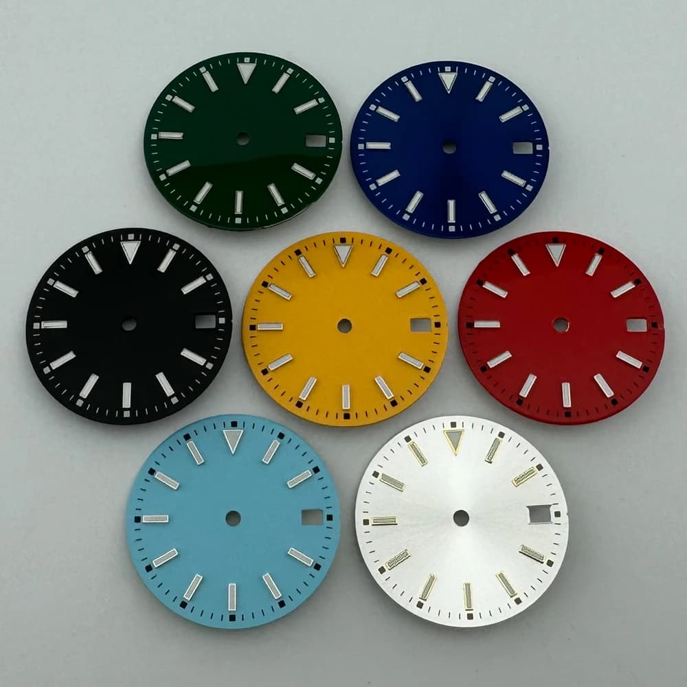 28.5mm Dial Luminous Fit NH35/NH36 Movement Watch Parts Blue Black Green Yellow Red