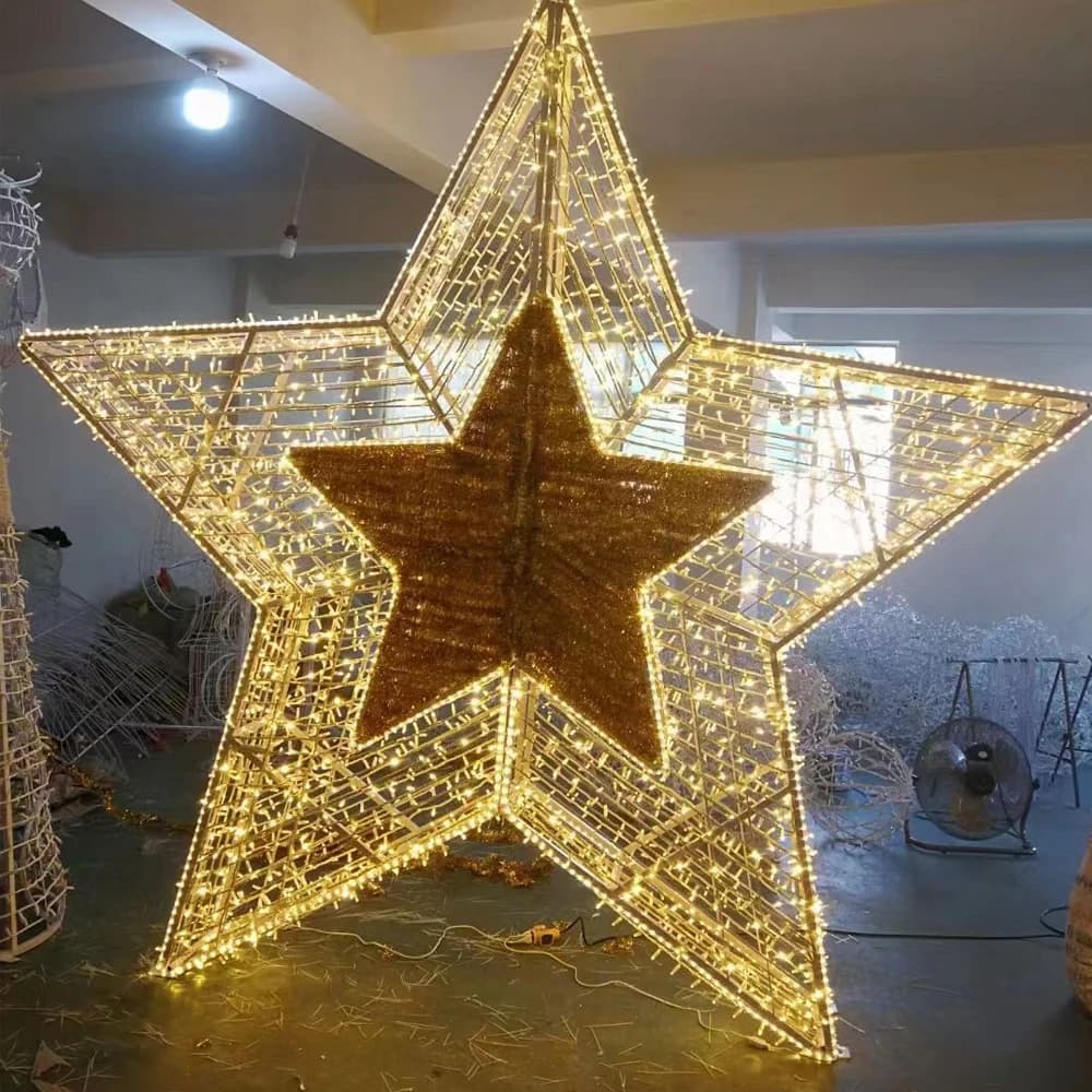 Outdoor Giant LED Christmas Star Motif Lights /  Lighting Snowflake   Santa Claus  For Sale