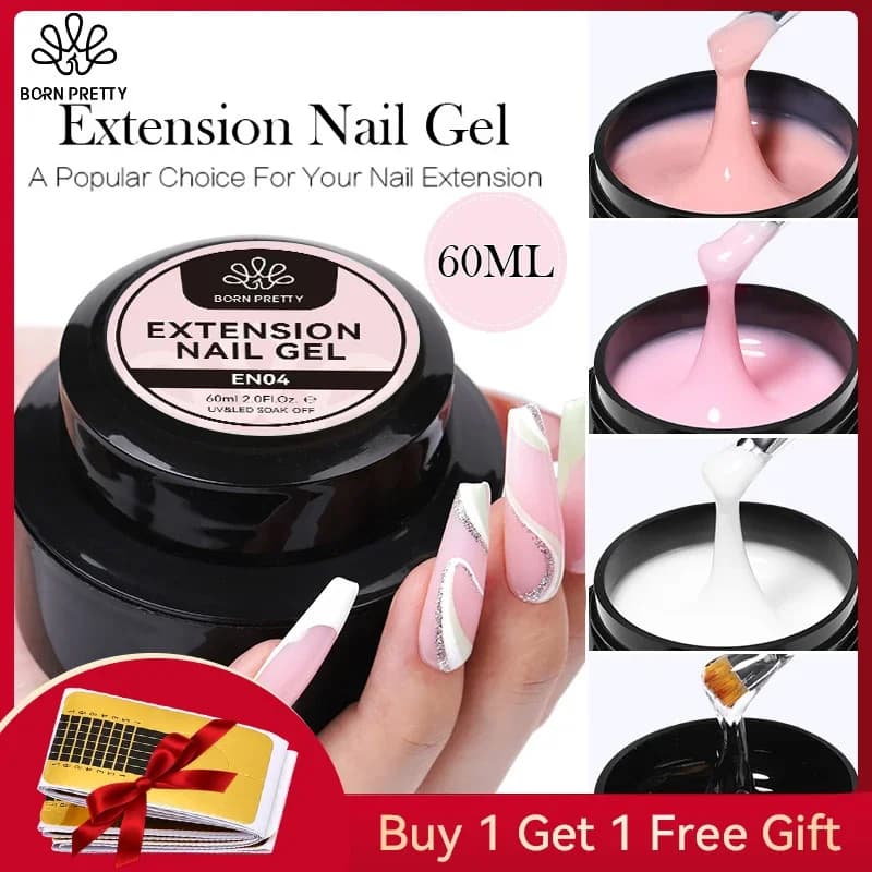 BORN PRETTY 60/30ml Hard Jelly Extension Nail Gel Polish French Nails Nude Pink White Clear Nail Supplies Gel for extension