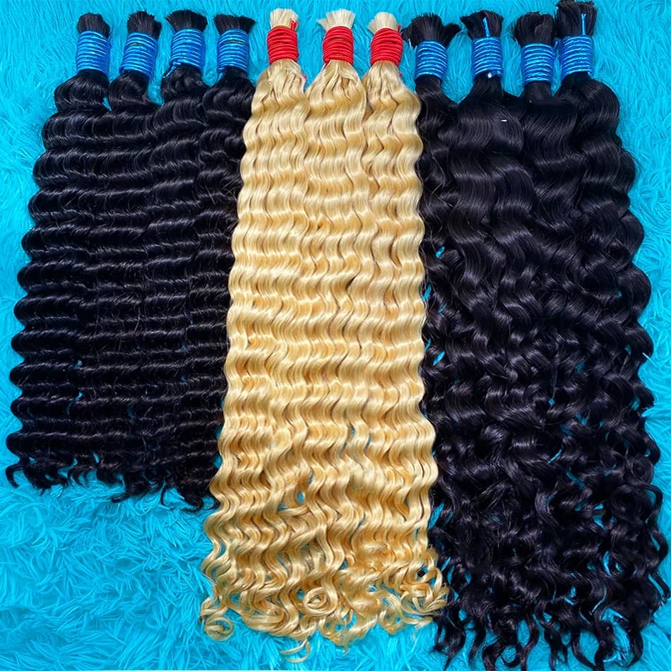 Wholesale Natural Human Hair For Braiding Deep Curly Wave Hair Vendor Virgin Bundles Bulk 100% Human Hair Extension Dropshipping