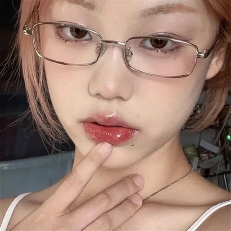 Y2K Harajuku Small Square Frame Glasses Women Retro Metal Eyeglasses Clear Spectacle Decorative Eyewear