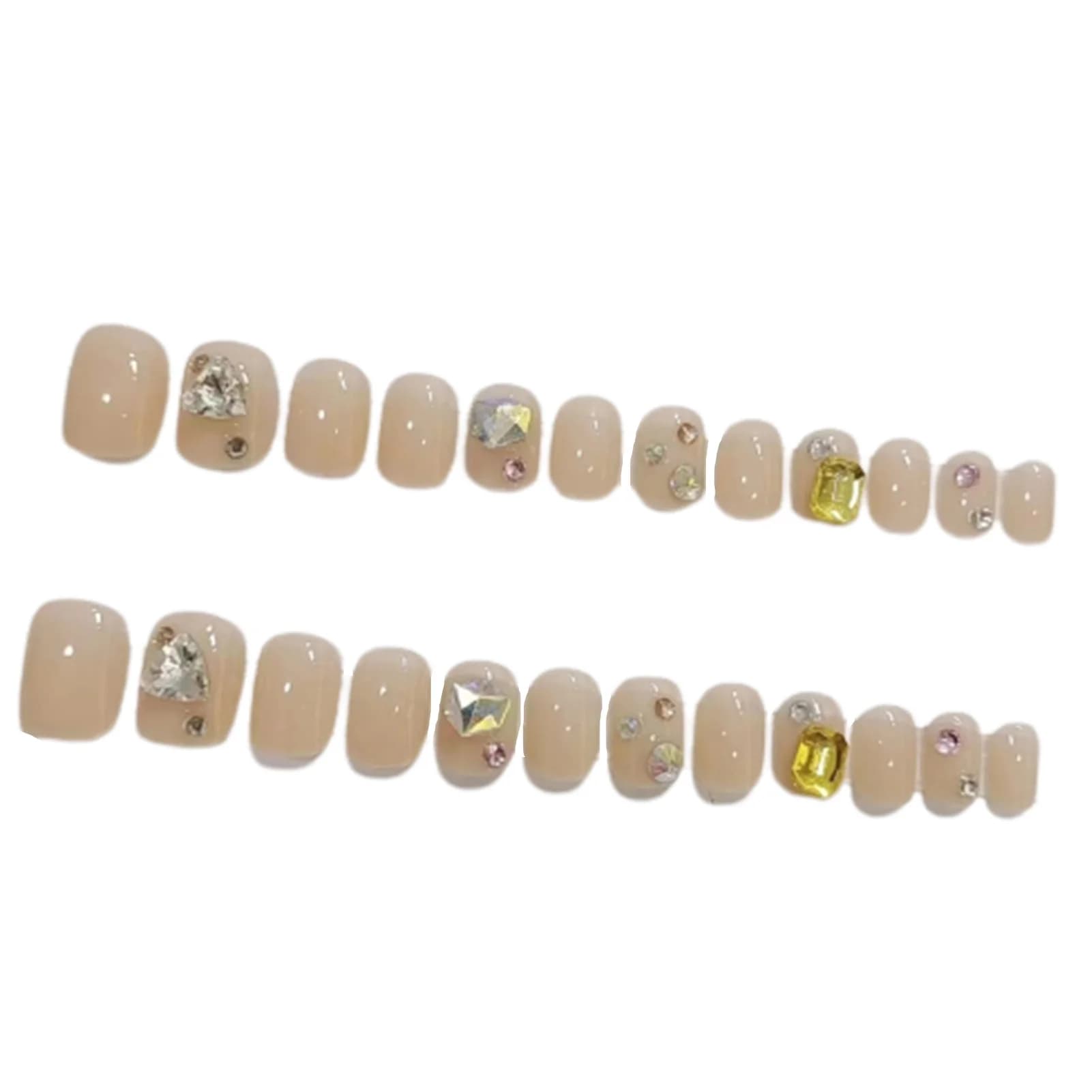 Multi Color Rhinestone Fake Nails Plastic Nails Shiny Glue on Fake Nails for Female Home Nail Salon