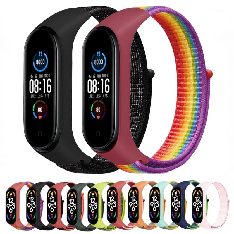 Nylon Loop Strap For Xiaomi Mi Band 7 6 5 4 3 Bracelet Watchband Miband Comfortable sports bracelet wristband Mi band 7 6 5 4 3