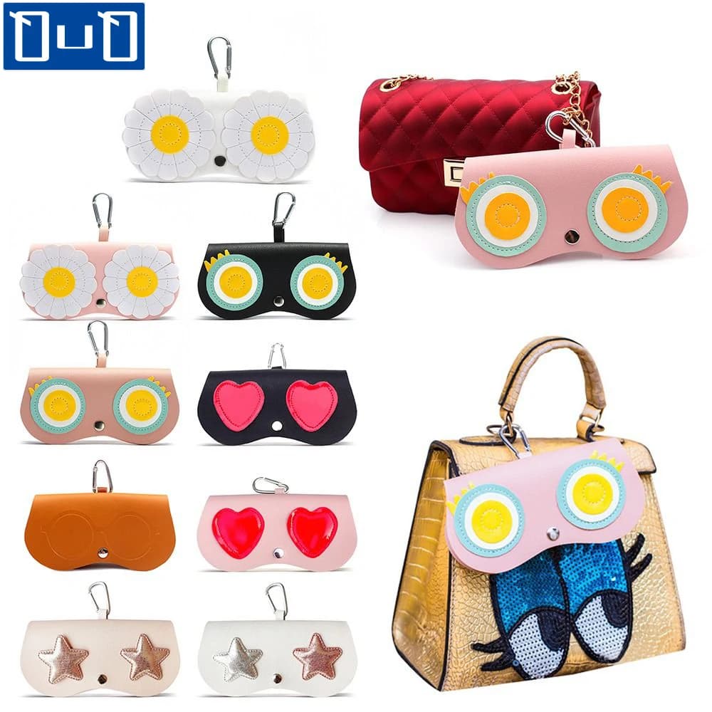 Qutzzmnd INS Cartoon Glasses Bag Women Portable Sun Eye Glasses Box PU Leather Eyewear Case Sunglasses Protection Bags