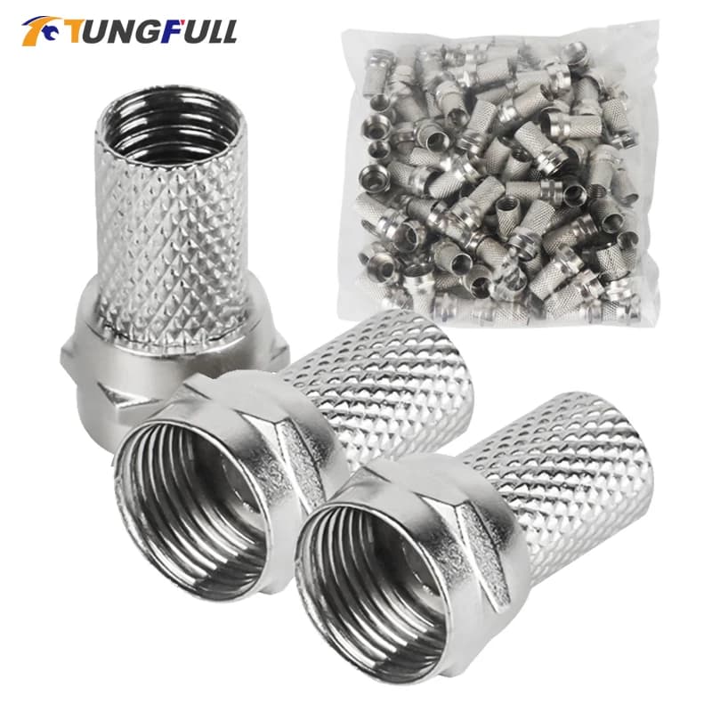 New Copper Twist On RG6 F Type Cable Connector Plugs High Quality Connector for TV Satellite Antenna Coax Cable F
