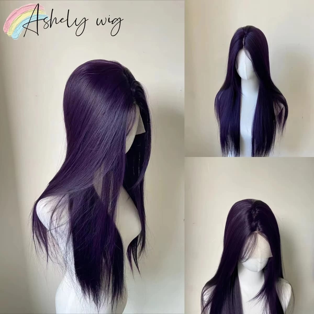 13x4 Dark Purple Wig Long Straight Purple Synthetic Lace Front Wigs for Woman daily use Heat Resistant Fiber Glueless Lace Wigs